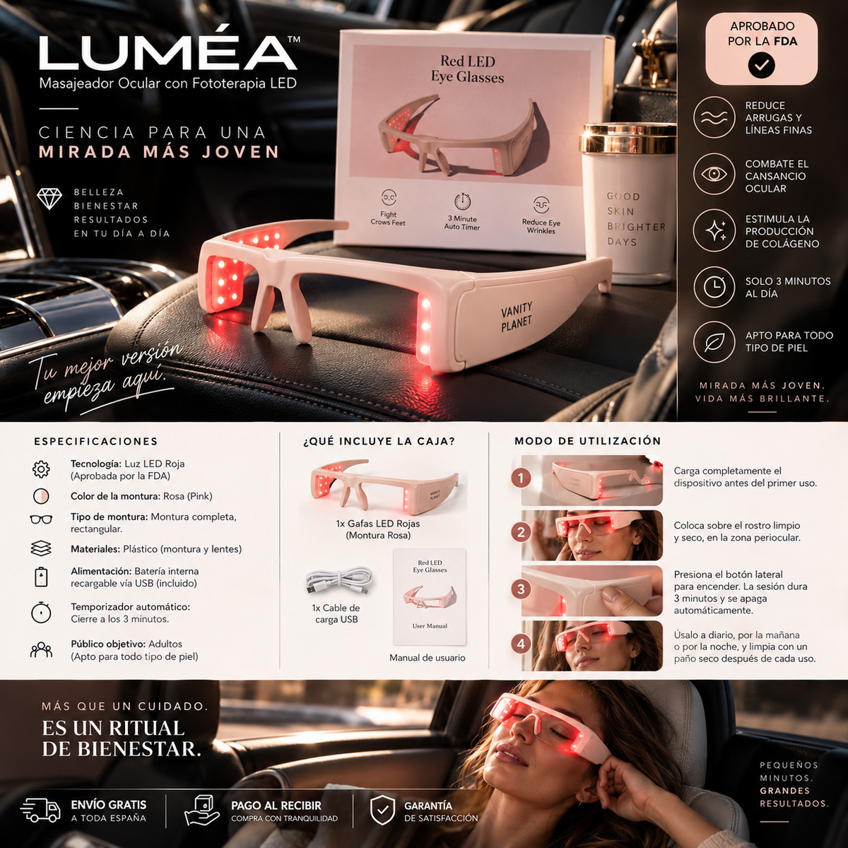 LUMÉA™ Masajeador Ocular con Fototerapia LED