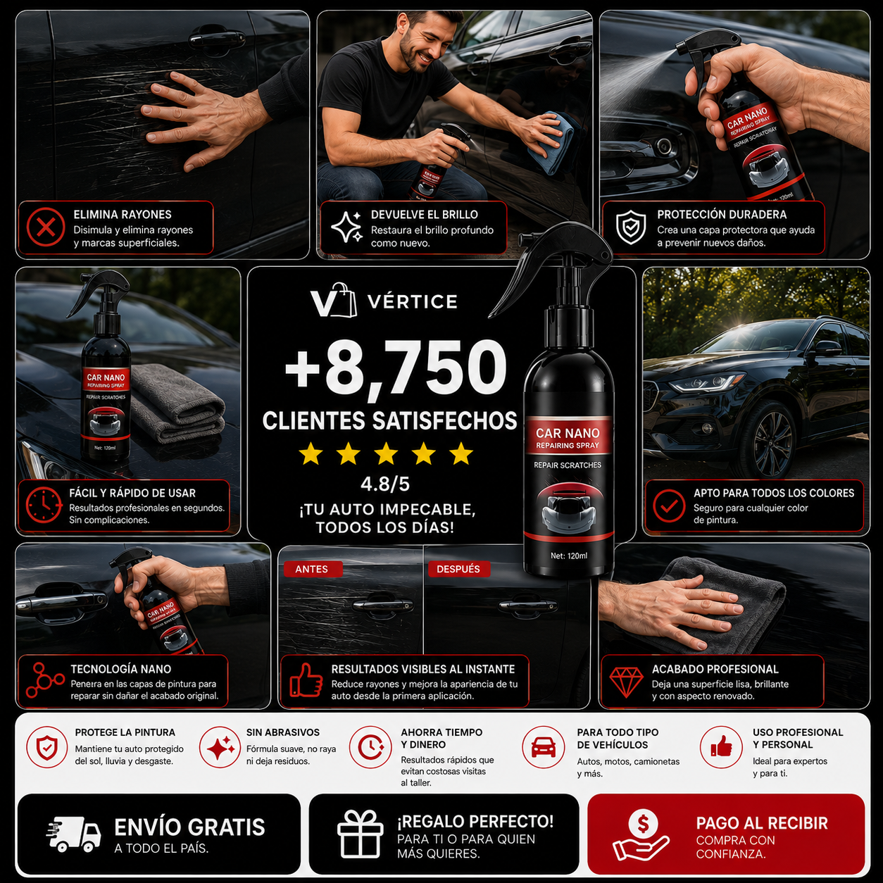 🚗 SPRAY REPARADOR DE ARAÑAZOS PRO 120ML ✨