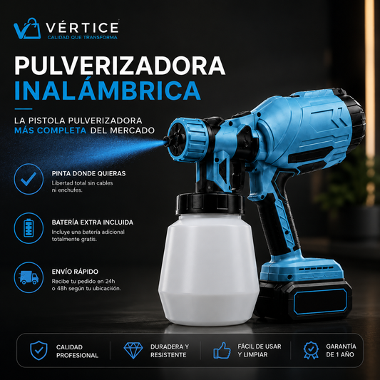 🎨 PISTOLA ELÉCTRICA INALÁMBRICA PARA PINTAR CON DOBLE BATERÍA 🔋