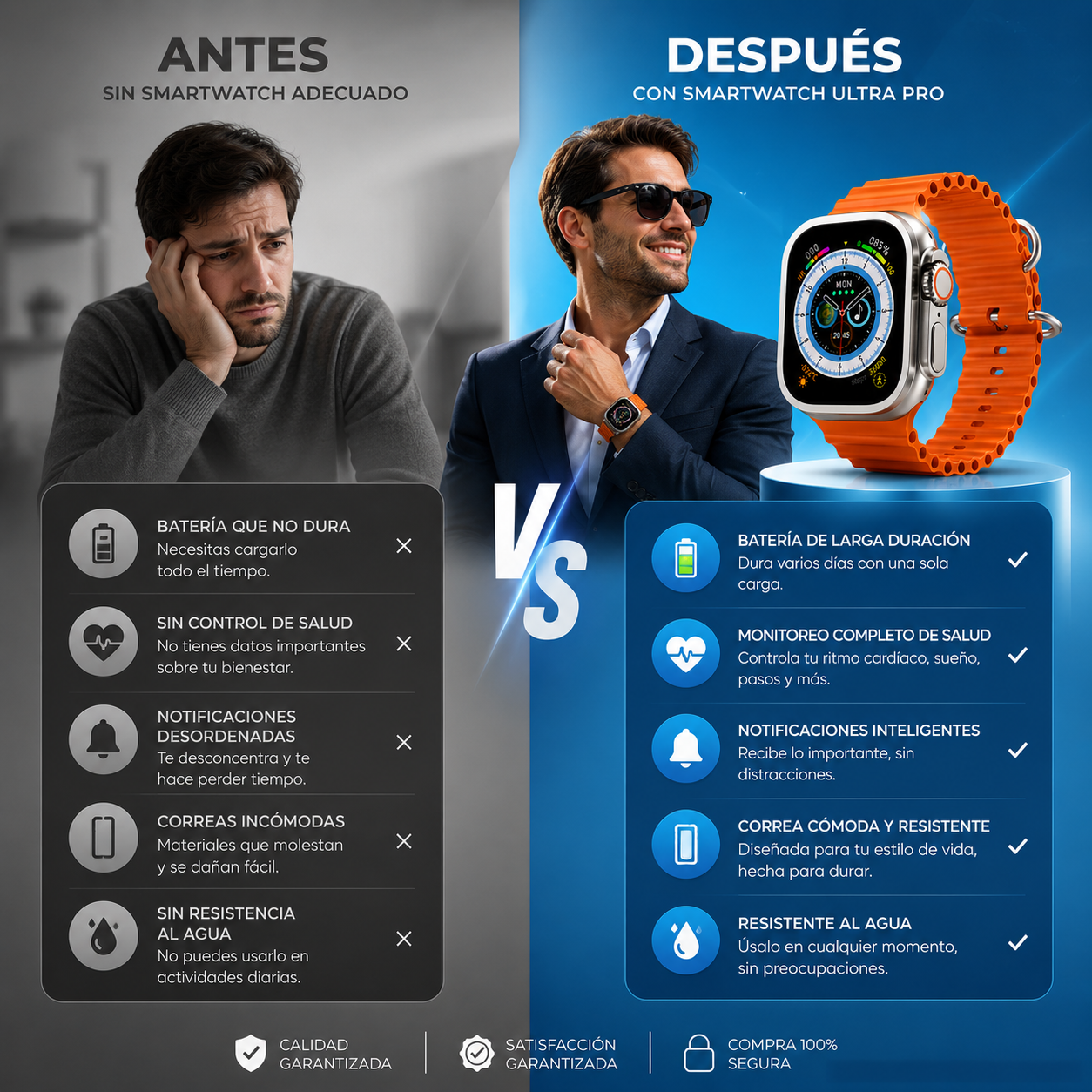 SMARTWATCH ULTRA PRO CON 2 CORREAS (1 EXTRA DE REGALO) 🎁