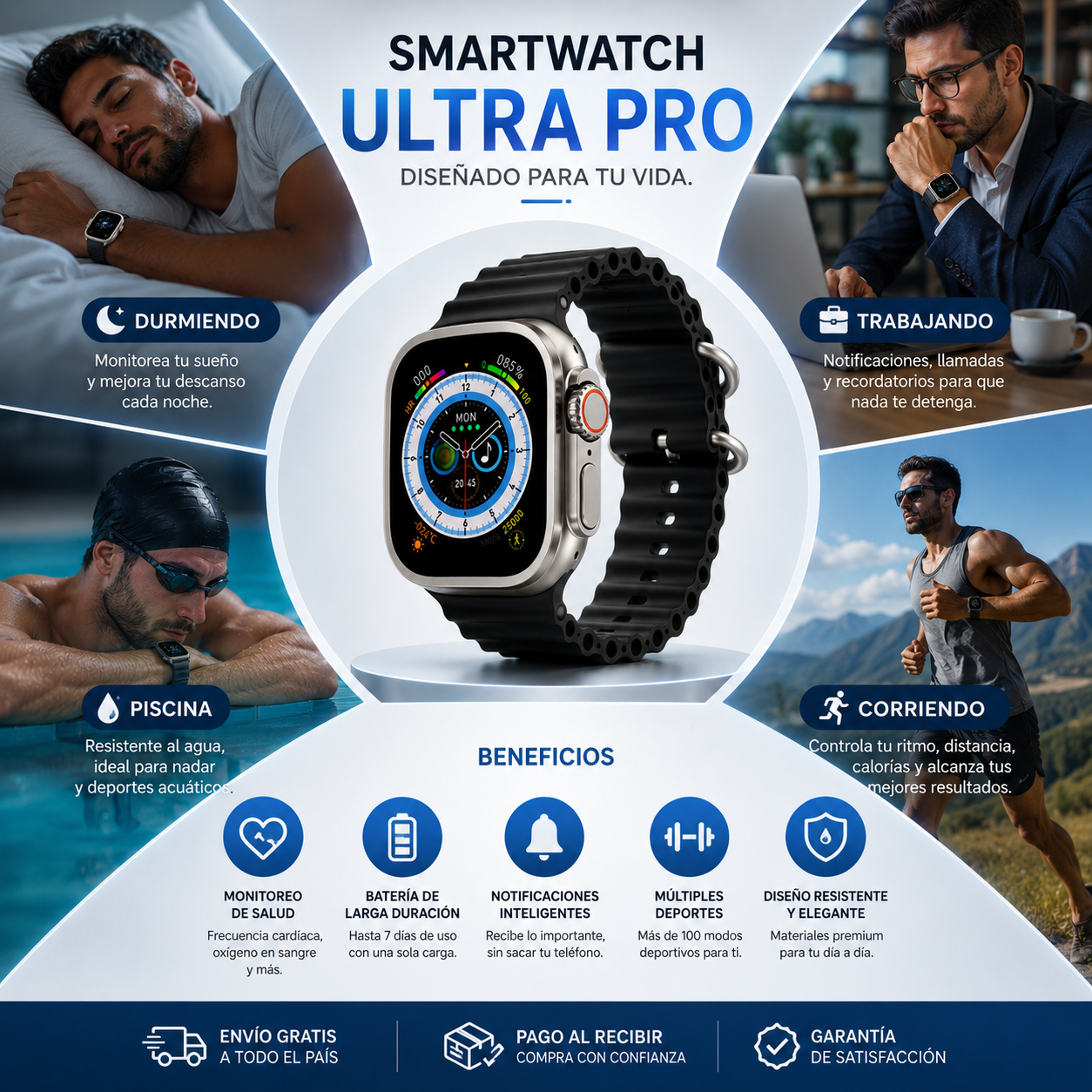 SMARTWATCH ULTRA PRO CON 2 CORREAS (1 EXTRA DE REGALO) 🎁