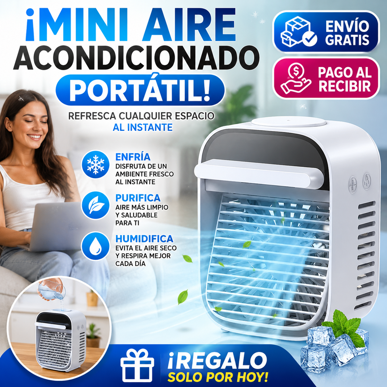 ❄️ ¡MINI AIRE ACONDICIONADO PORTÁTIL! 🌬️ + ENVÍO GRATIS! 🎁 ¡REGALO SOLO POR HOY! 🔥