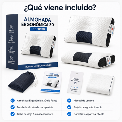 🛏️ ¡ALMOHADA ERGONÓMICA 3D DE PUNTO! 💆‍♀️ + ENVÍO GRATIS! 🎁 ¡REGALO SOLO POR HOY! 🔥