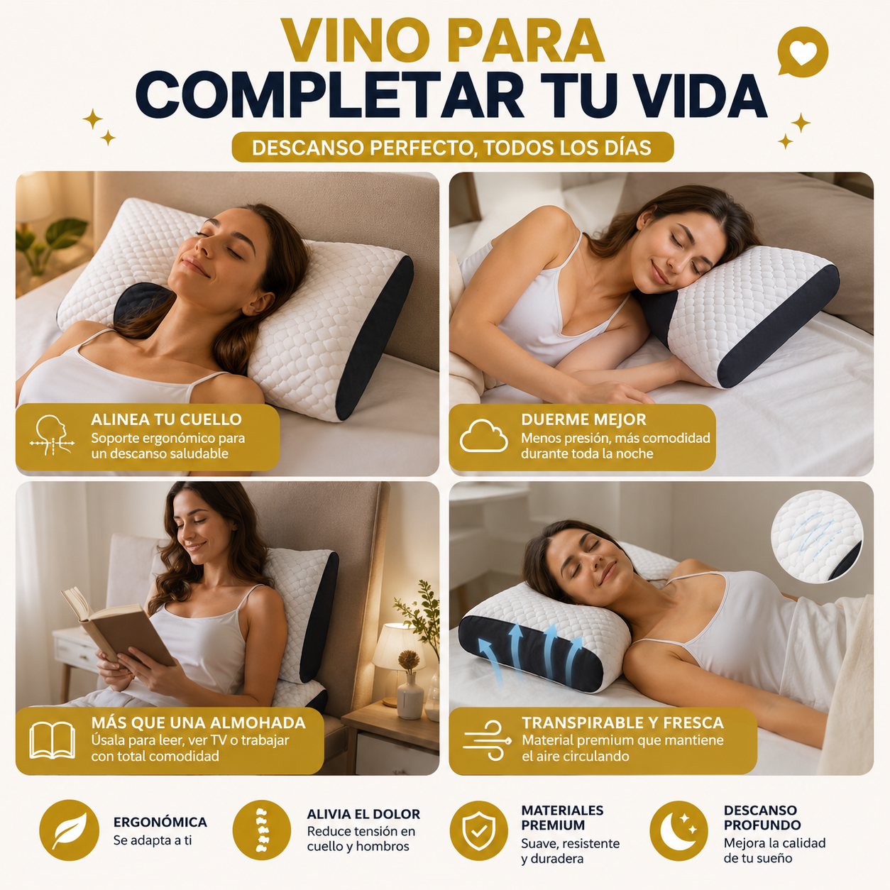 🛏️ ¡ALMOHADA ERGONÓMICA 3D DE PUNTO! 💆‍♀️ + ENVÍO GRATIS! 🎁 ¡REGALO SOLO POR HOY! 🔥