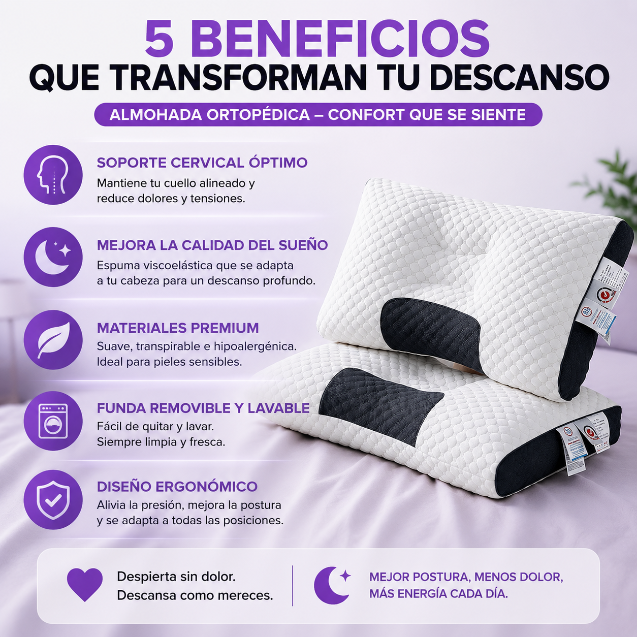 🛏️ ¡ALMOHADA ERGONÓMICA 3D DE PUNTO! 💆‍♀️ + ENVÍO GRATIS! 🎁 ¡REGALO SOLO POR HOY! 🔥