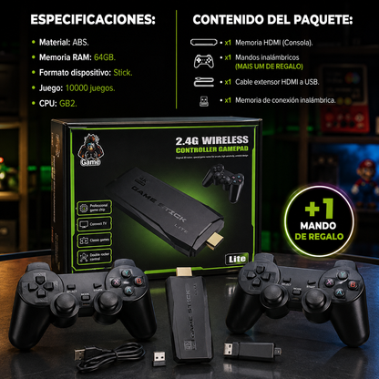 CONSOLA RETRO STICK 64GB — ¡DIVERSIÓN SIN LÍMITES!