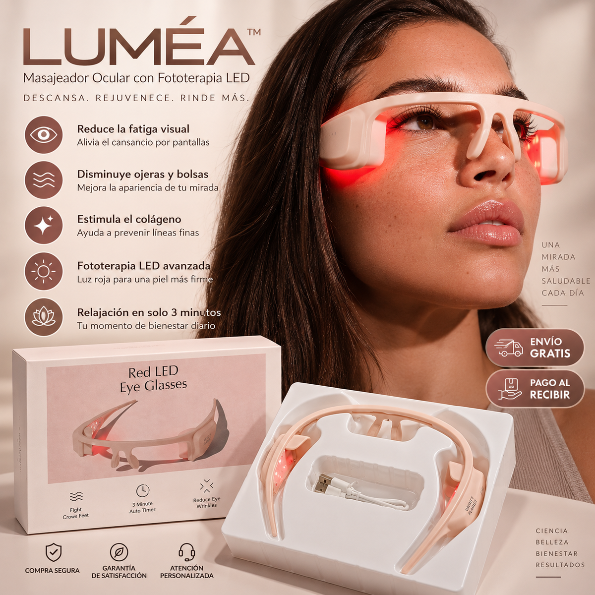 LUMÉA™ Masajeador Ocular con Fototerapia LED