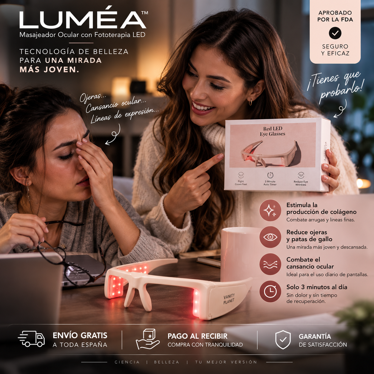 LUMÉA™ Masajeador Ocular con Fototerapia LED