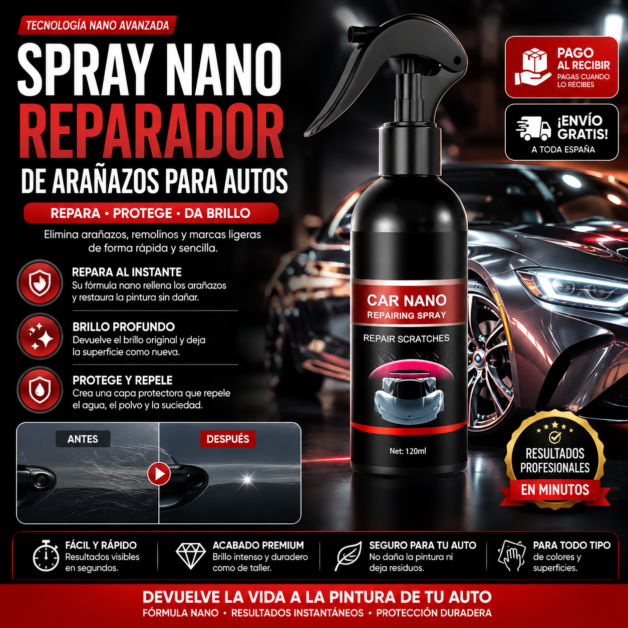 🚗 SPRAY REPARADOR DE ARAÑAZOS PRO 120ML ✨