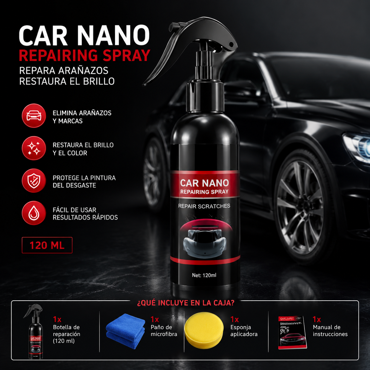 🚗 SPRAY REPARADOR DE ARAÑAZOS PRO 120ML ✨
