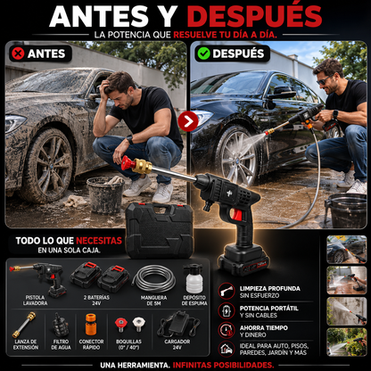 💦 PISTOLA DE ALTA PRESIÓN PROFESIONAL CON DOBLE BATERÍA 🔋