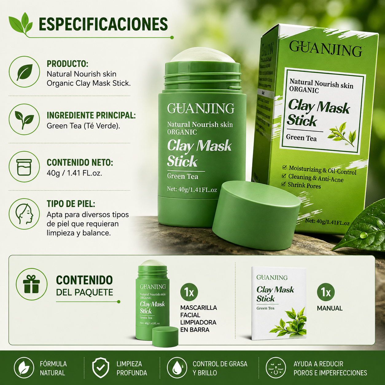 🍵 MASCARILLA FACIAL DE TÉ VERDE ✨