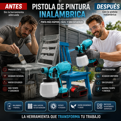 🎨 PISTOLA ELÉCTRICA INALÁMBRICA PARA PINTAR CON DOBLE BATERÍA 🔋