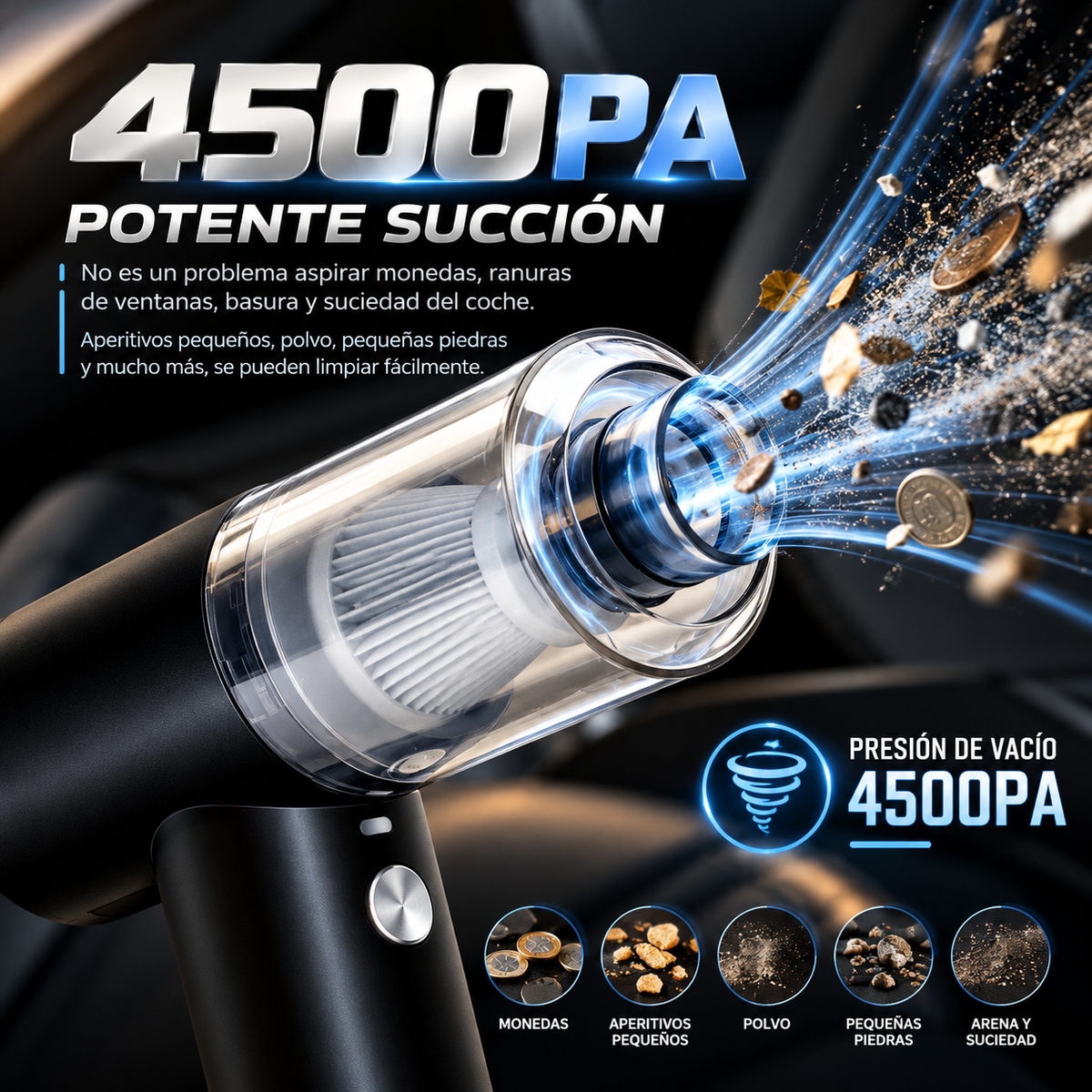 AUTOVÉR™ - Aspirador Portátil de Alto Rendimiento para Coche