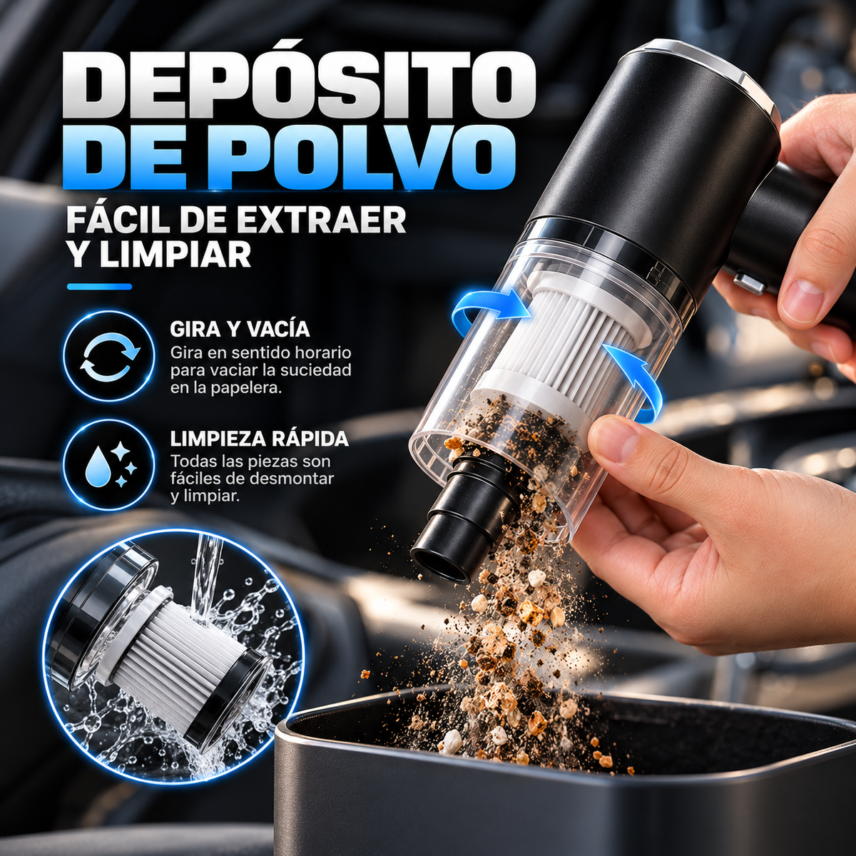 AUTOVÉR™ - Aspirador Portátil de Alto Rendimiento para Coche
