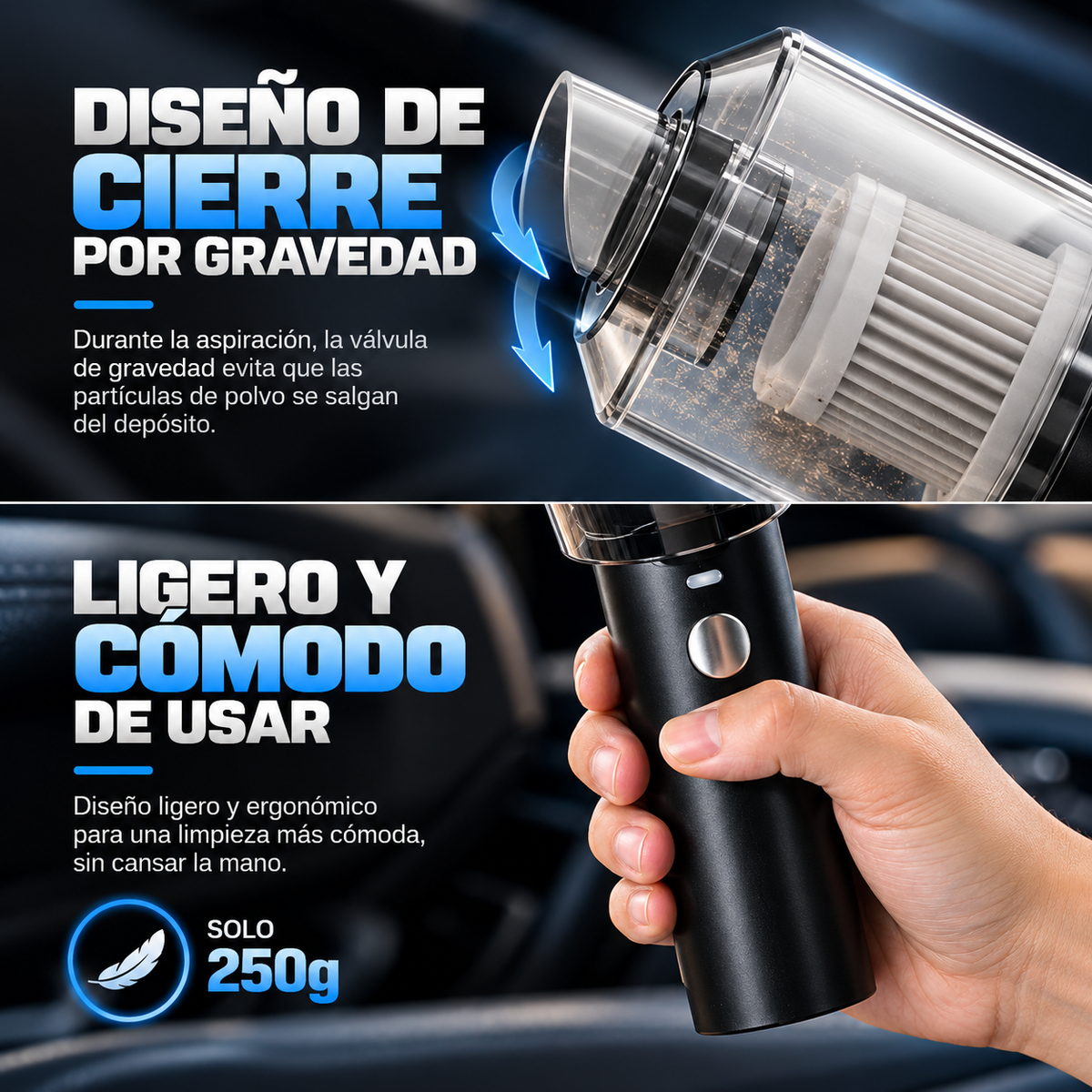 AUTOVÉR™ - Aspirador Portátil de Alto Rendimiento para Coche